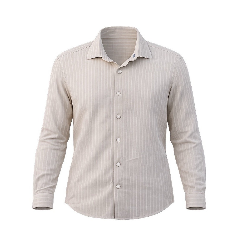 JOSEPH ABBOUD Shirt Mens XL Linen BLEND BEACH Striped Button Up Woven TAN